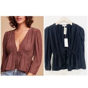 Aritzia Wilfred black tie blouse